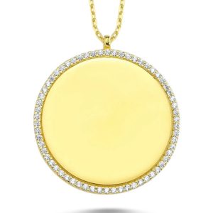 Gravur kette-925 er Silber Mit Stein